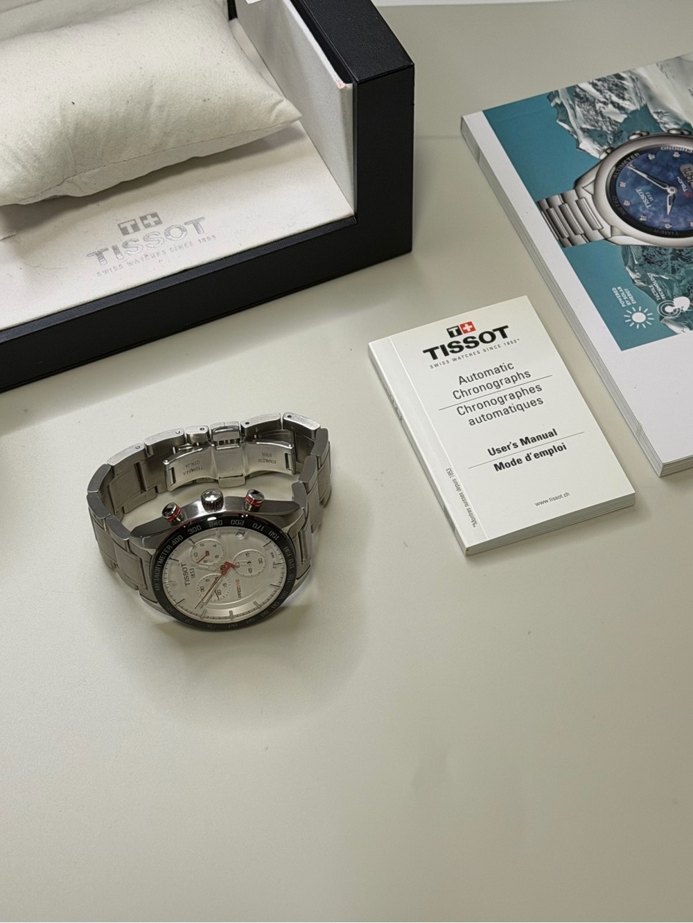 ((SOLD)) Tissot T-Sport PRS516 T100417A Chronograph Date White Dial 42mm Watch - Picture 3 of 15